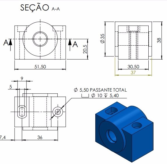 Castanha em Bronze com Mancal Injetado