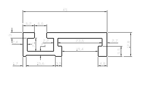 Perfil T-track 45 Régua Alumínio
