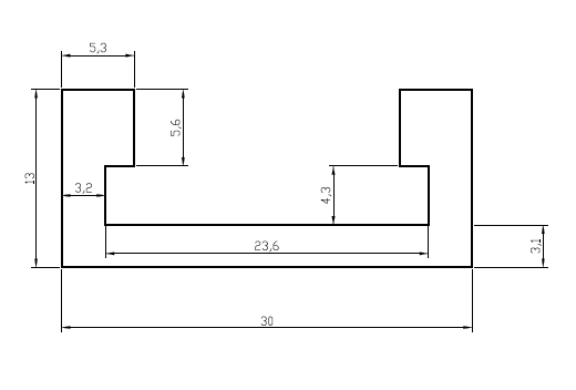 Perfil T-track 30 Aluminio