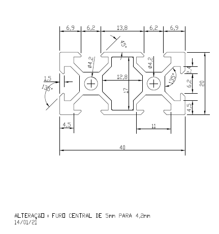Perfil 20x40 V-slot Alumínio Estrutural  ...