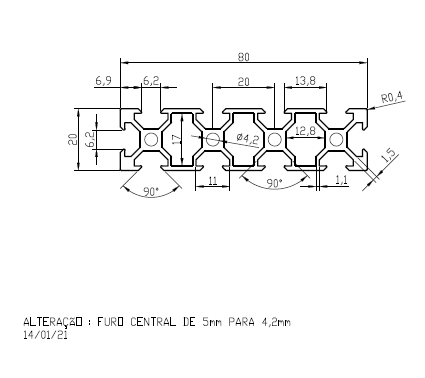 Perfil 20x80 V-slot Alumínio Estrutural  ...
