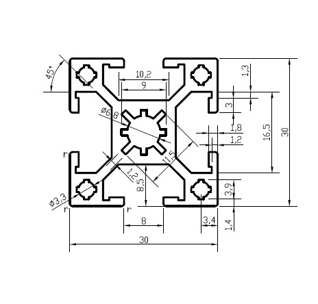 Perfil 30x30 Reforçado Alumínio Estrutur ...